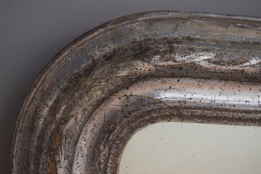 Late 19th Century French Silver Gilt Mirror with Black Bole Undertones