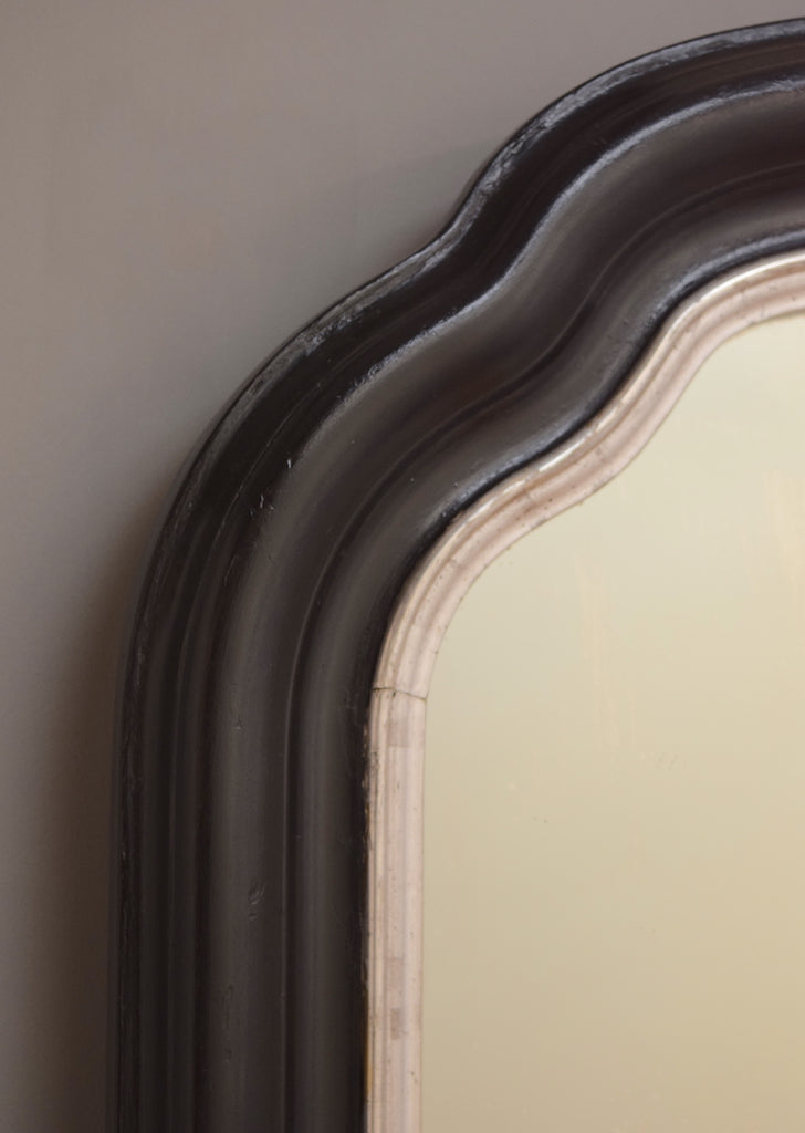 French Ebonised Mirror with Silver Gilt Detail