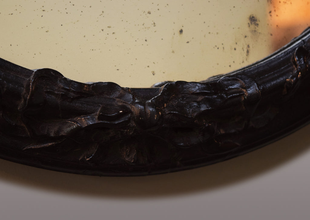 Ebonised Oval Mirror