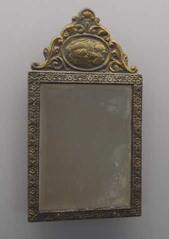 Early 20th Century French Brass Repousse Mirror