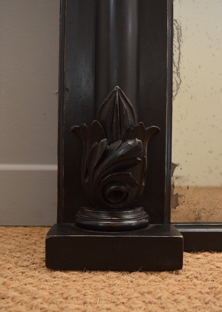 Large Ebonised Overmantel Mirror