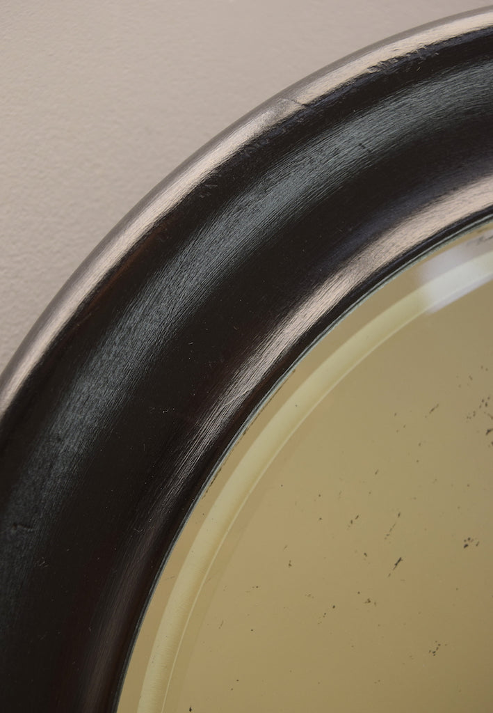Round Ebonised Mirror