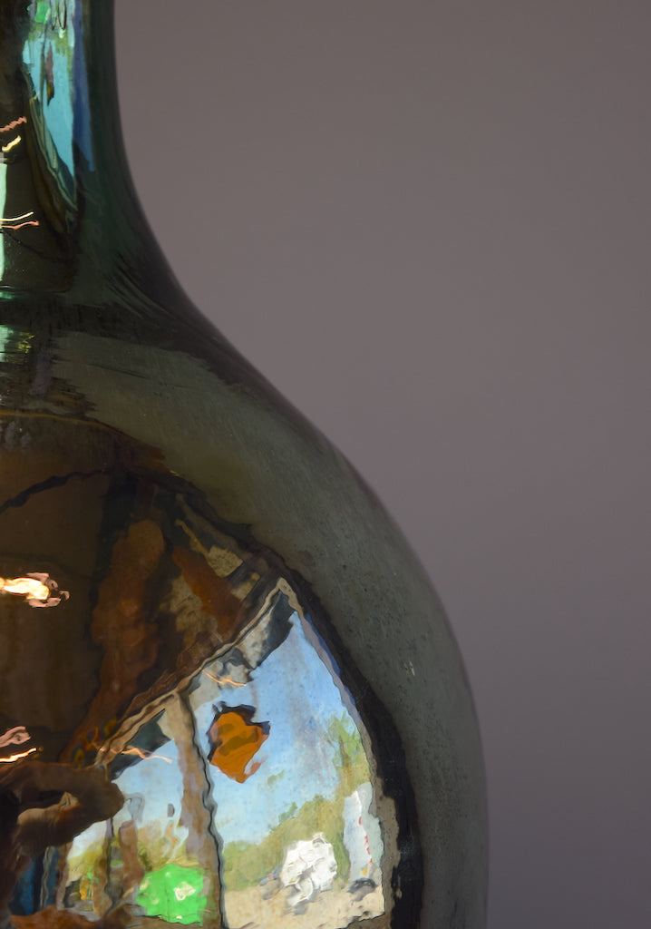 Simple Silvered Demijohn Lamp