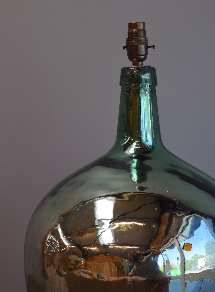 Rounded Silvered Demijohn Lamp