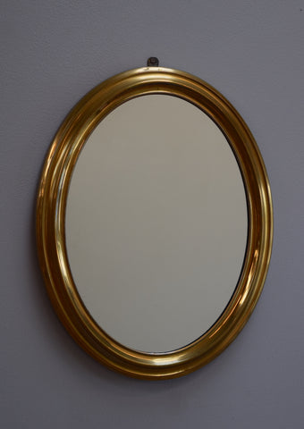 Late 19th Century English Brass Oval Mirror 