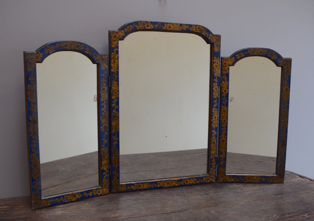 Blue Chinoiserie Triptych Mirror