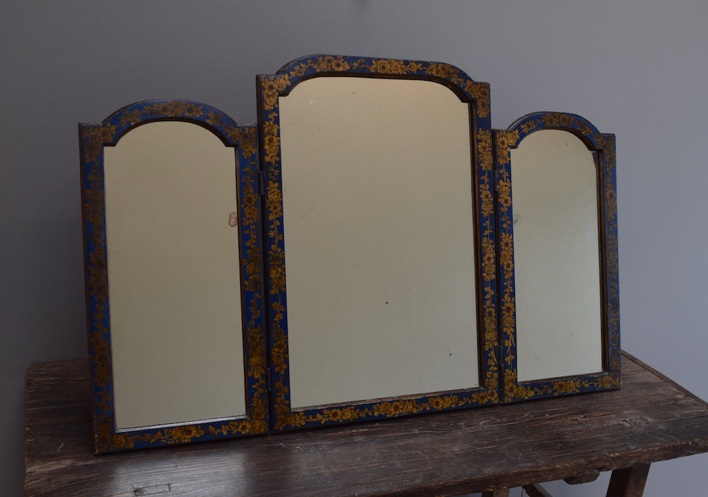 Blue Chinoiserie Triptych Mirror