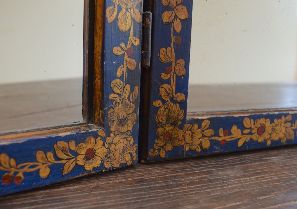 Blue Chinoiserie Triptych Mirror