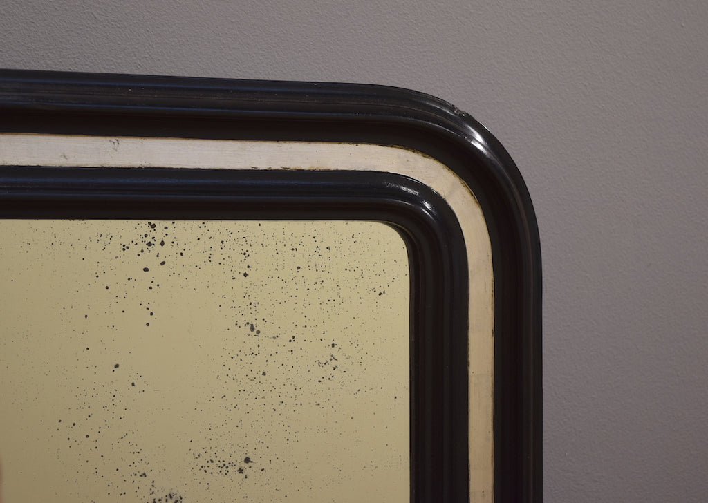 English Ebonised & Silver Gilt Overmantel Mirror