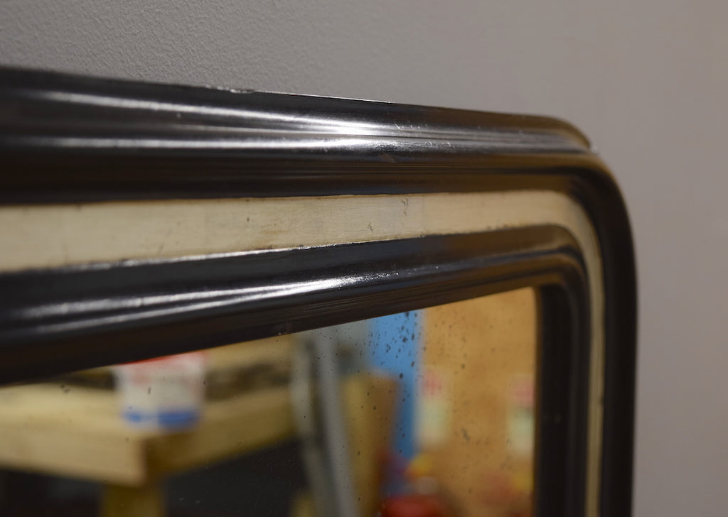 English Ebonised & Silver Gilt Overmantel Mirror
