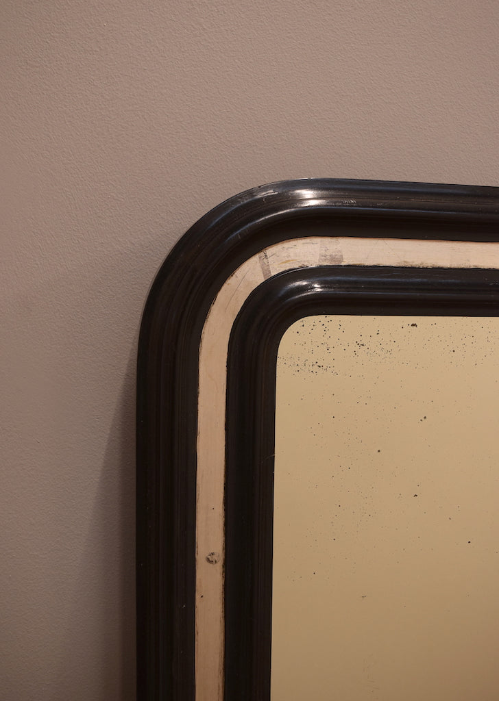 English Ebonised & Silver Gilt Overmantel Mirror