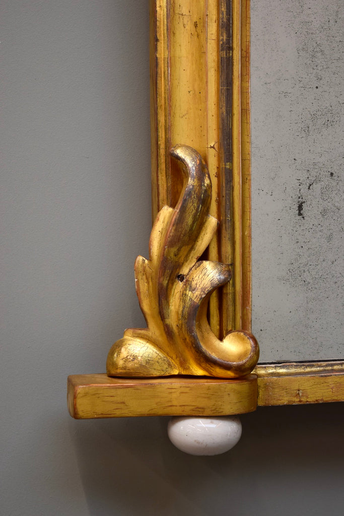 Late 19th Century English Carved Giltwood Overmantel Mirror on Bun Feet