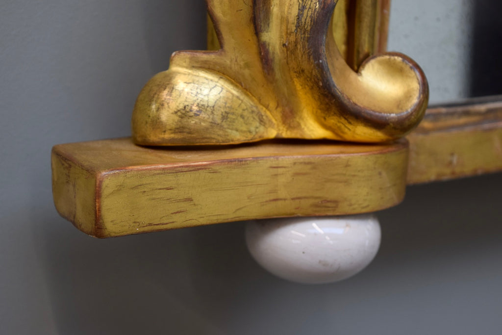 Late 19th Century English Carved Giltwood Overmantel Mirror on Bun Feet