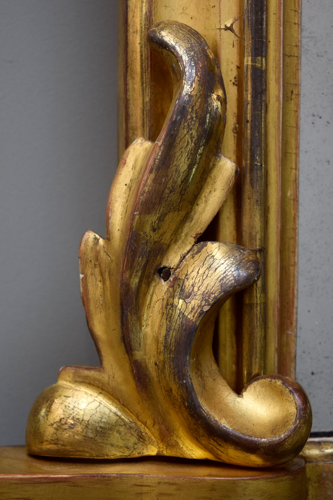 Late 19th Century English Carved Giltwood Overmantel Mirror on Bun Feet