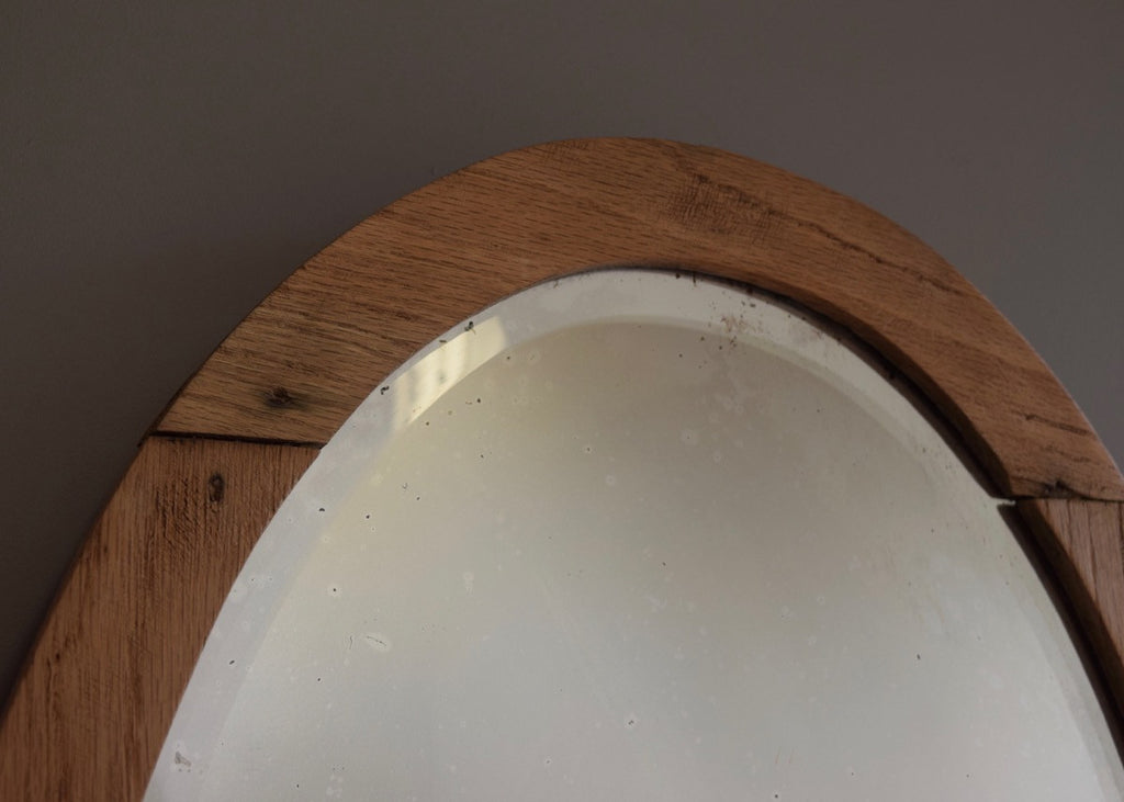 Bleached Oak Oval Mirror