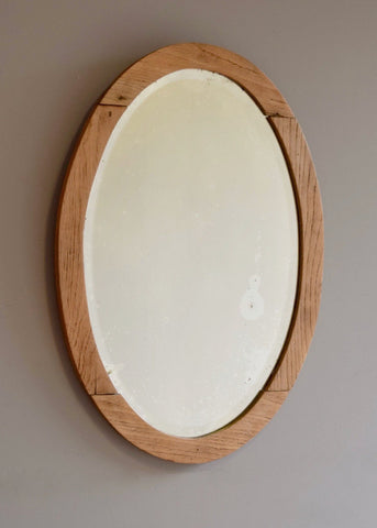 Bleached Oak Oval Mirror