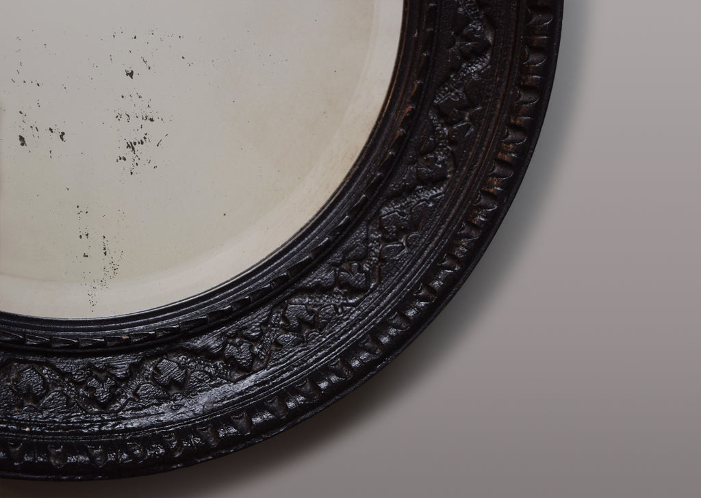 Ebonised Round Mirror