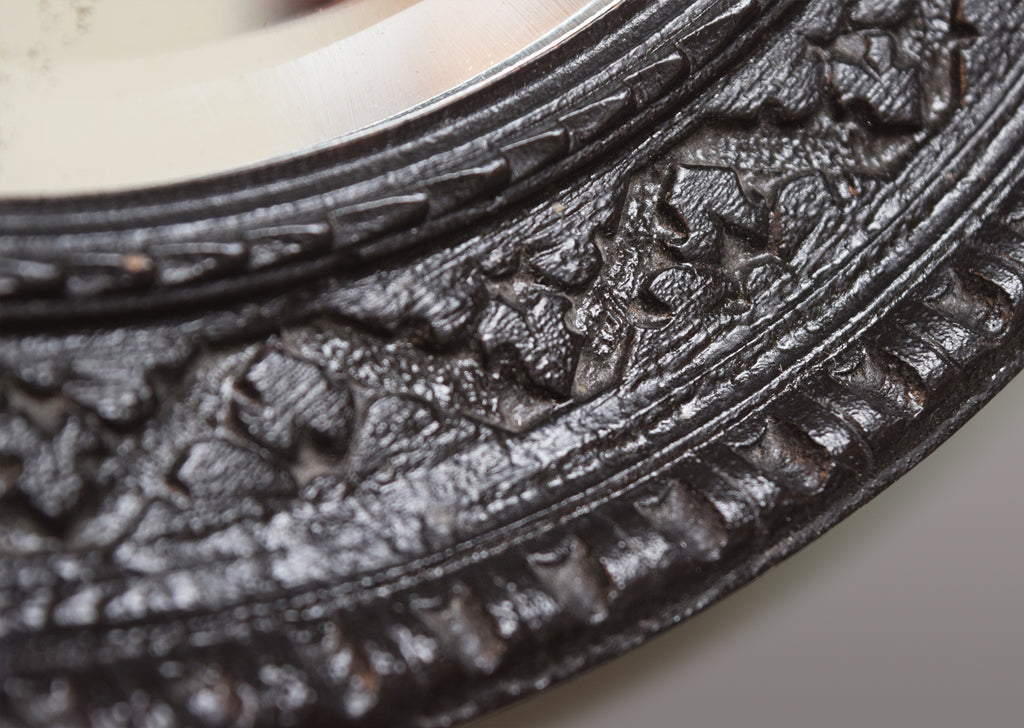 Ebonised Round Mirror