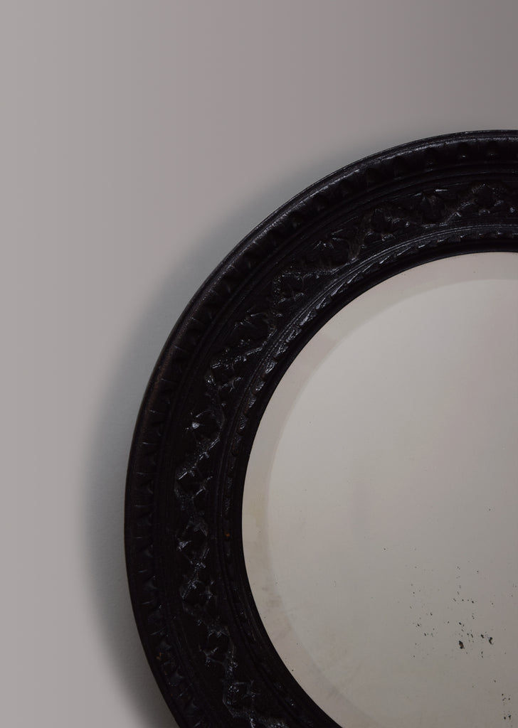 Ebonised Round Mirror