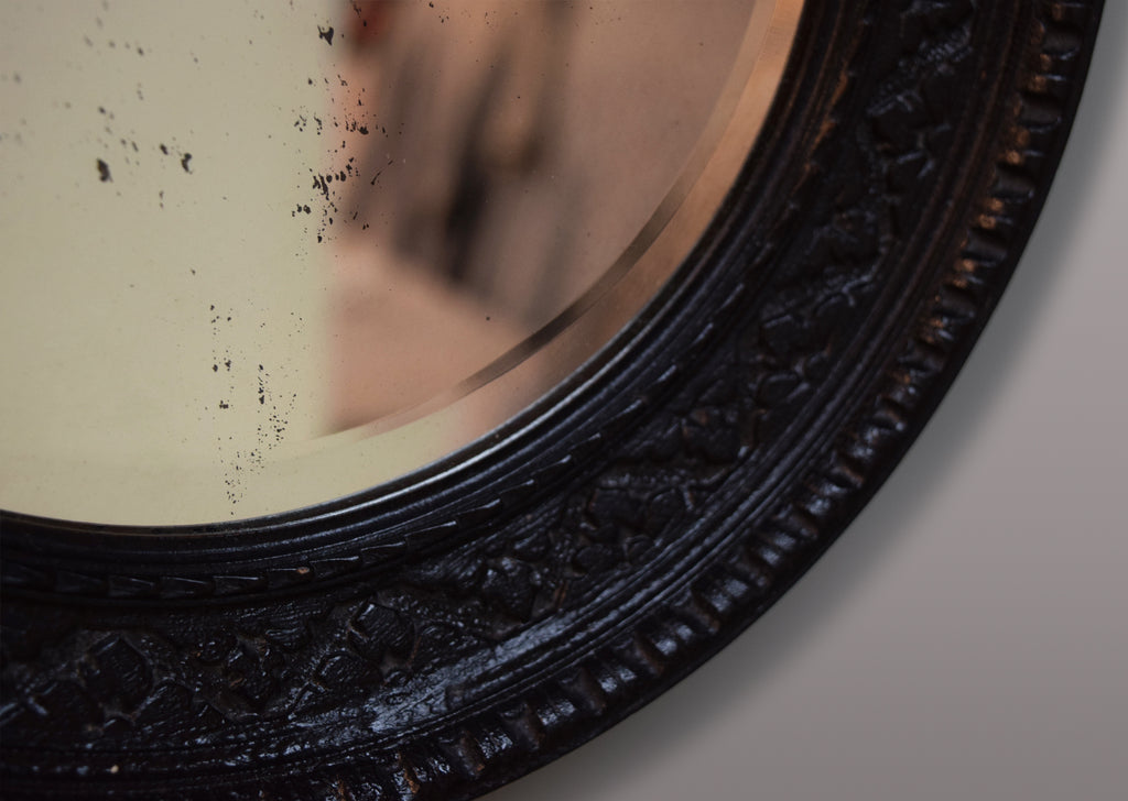 Ebonised Round Mirror