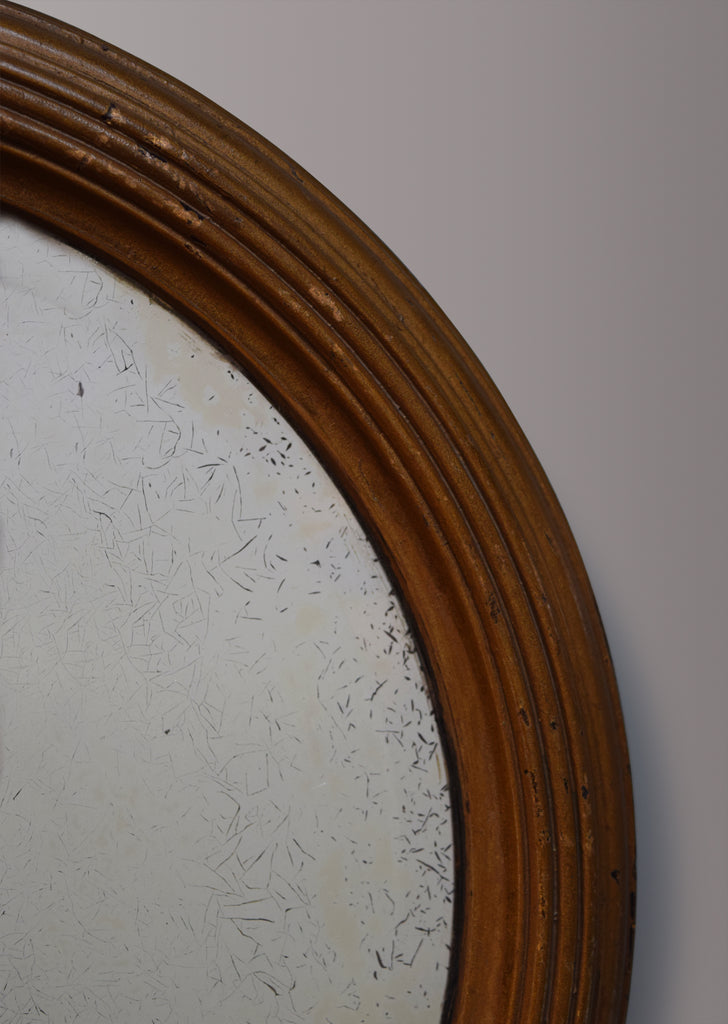 Reeded Gilt Round Mirror