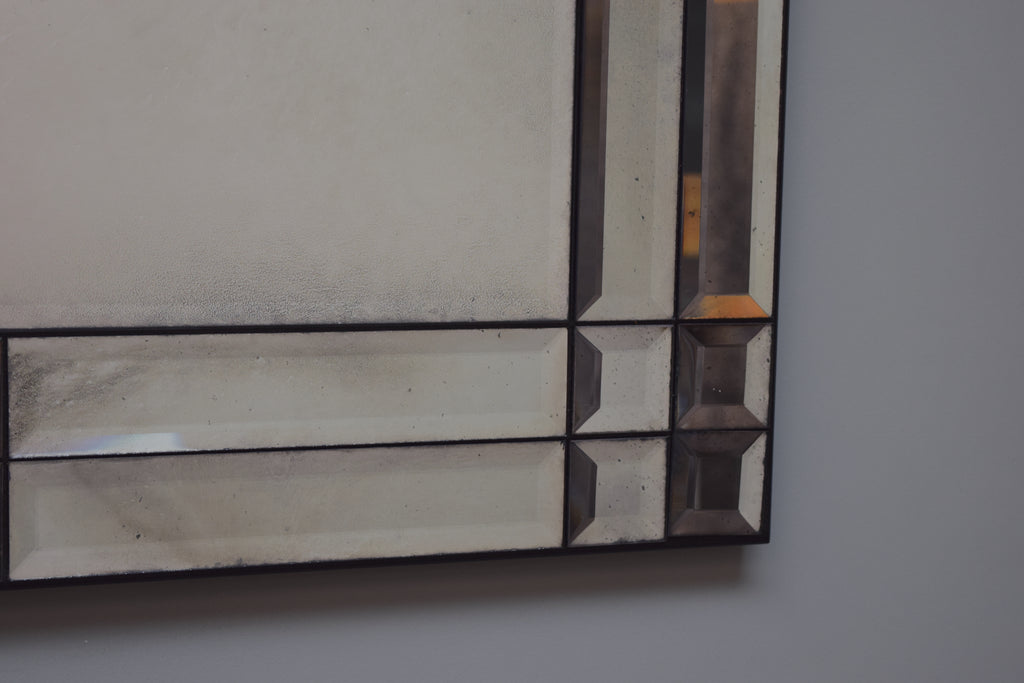 Émile Bevelled Panelled Frameless Antiqued Mirror