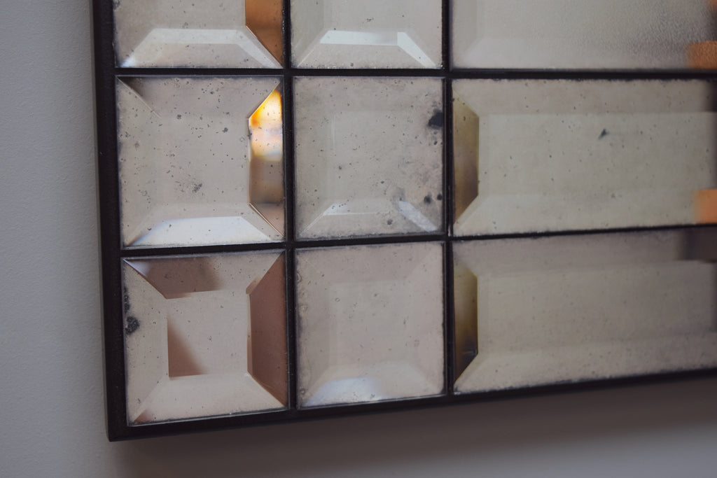 Émile Bevelled Panelled Frameless Antiqued Mirror