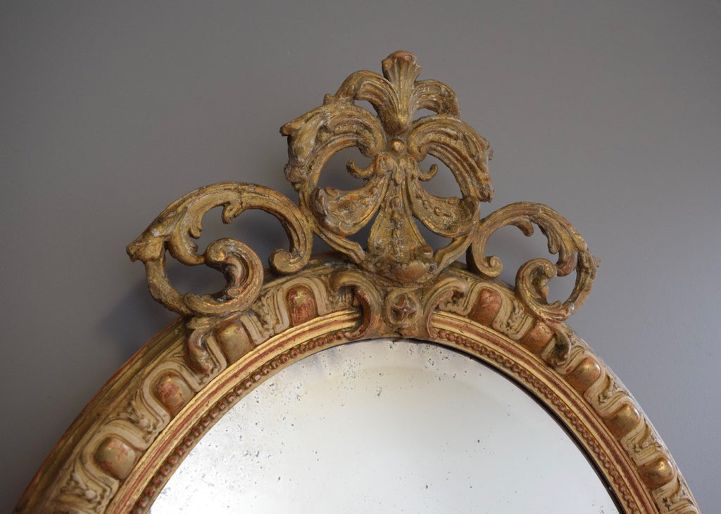 French Oval Crested Mirror