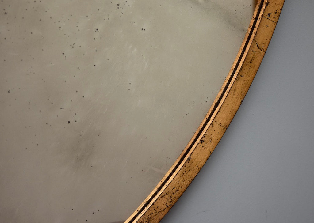 Oriel Round Mirror with Gold Gilt Frame