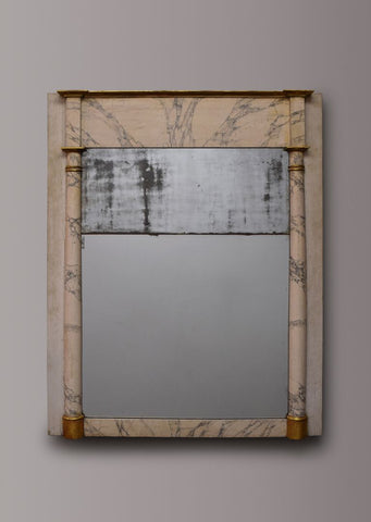 Faux Marbled Overmantel Mirror