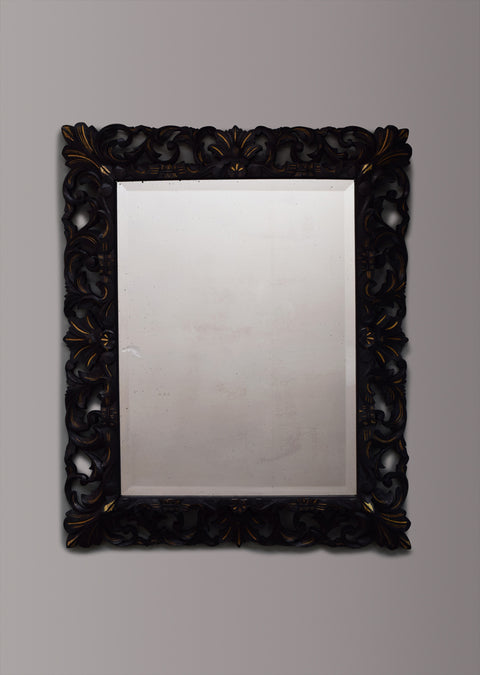 Carved French Ebonised Mirror
