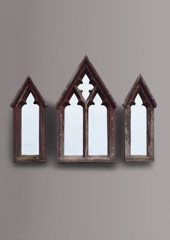 Impressive Large Gothic Triptych Window Mirrors
