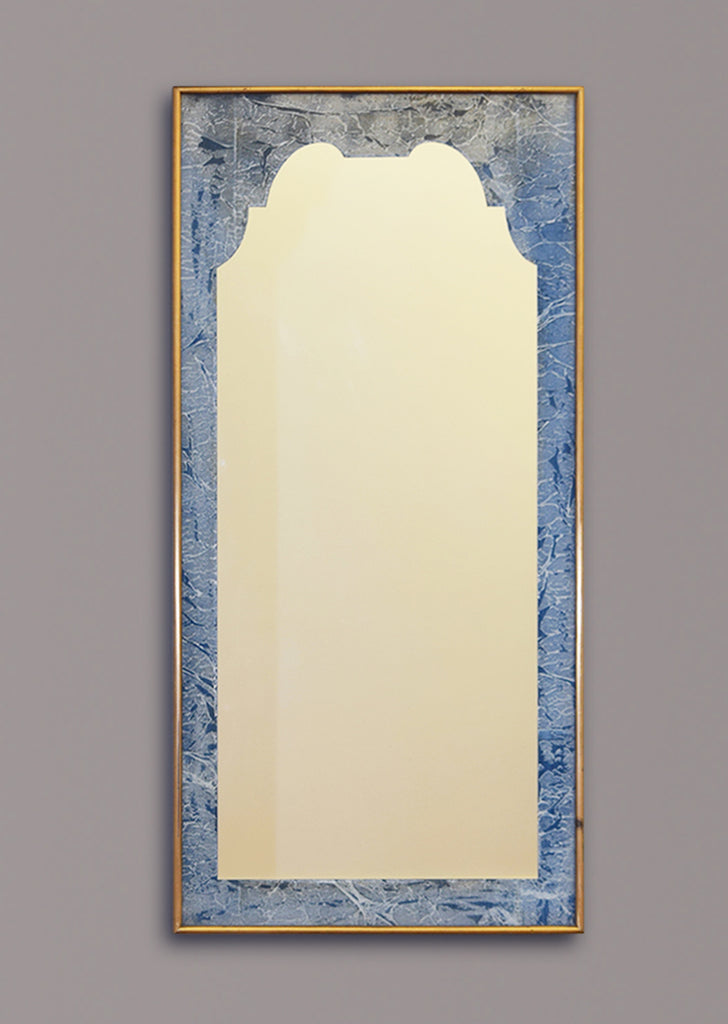 Brass Framed Mirror with Marbled Paper