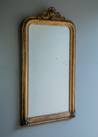 French Crested Antique Mirror | Rough Old Glass
