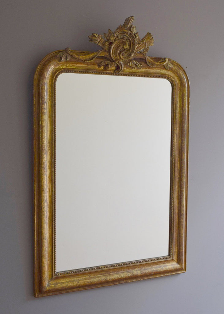 Medium Sized Late 19th Century French Crested Gilt Mirror