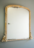 English Gilt & Painted Overmantel Antique Mirror
