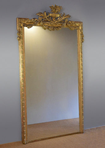 Large Impressive French Gilt Crested Mirror