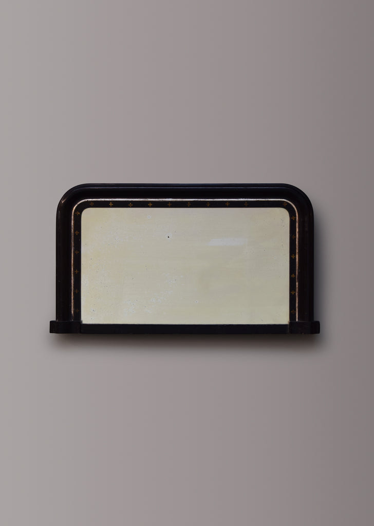 Late 19th Century English Ebonised Overmantel Mirror with Silver Gilt Bead