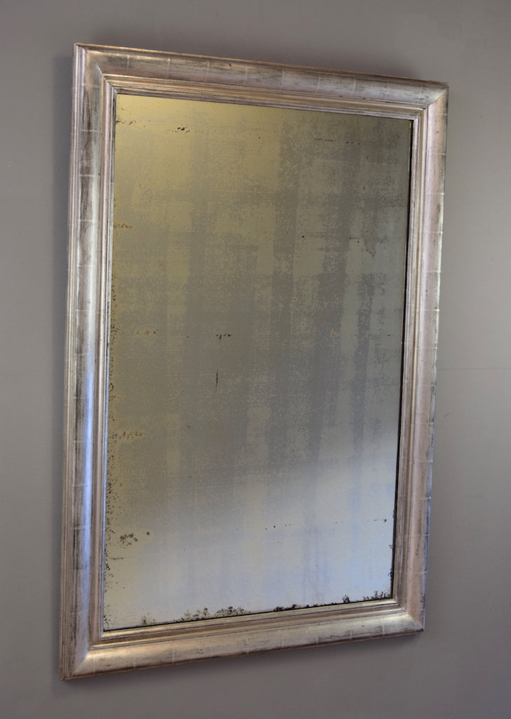 Late 19th Century French Silver Gilt Mirror with Dark Grey Bole
