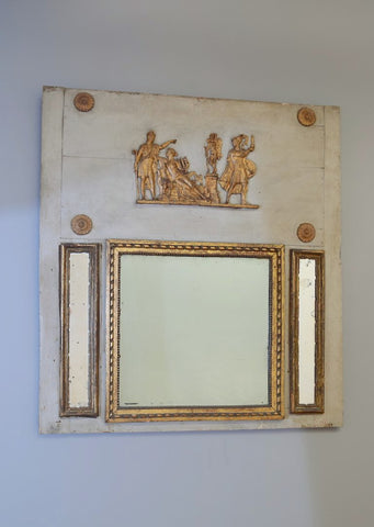 Late 19th Century French Partial Gilt Trumeaux Mirror