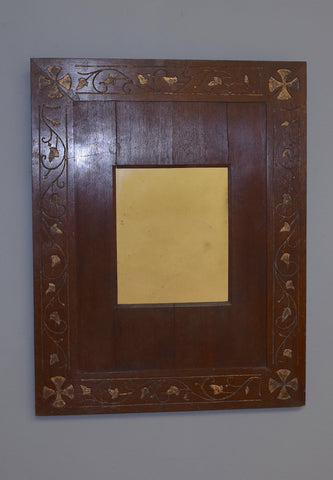 An unusual Irish Carved and Partial Gilt Wooden Panelled Mirror circa. 1880