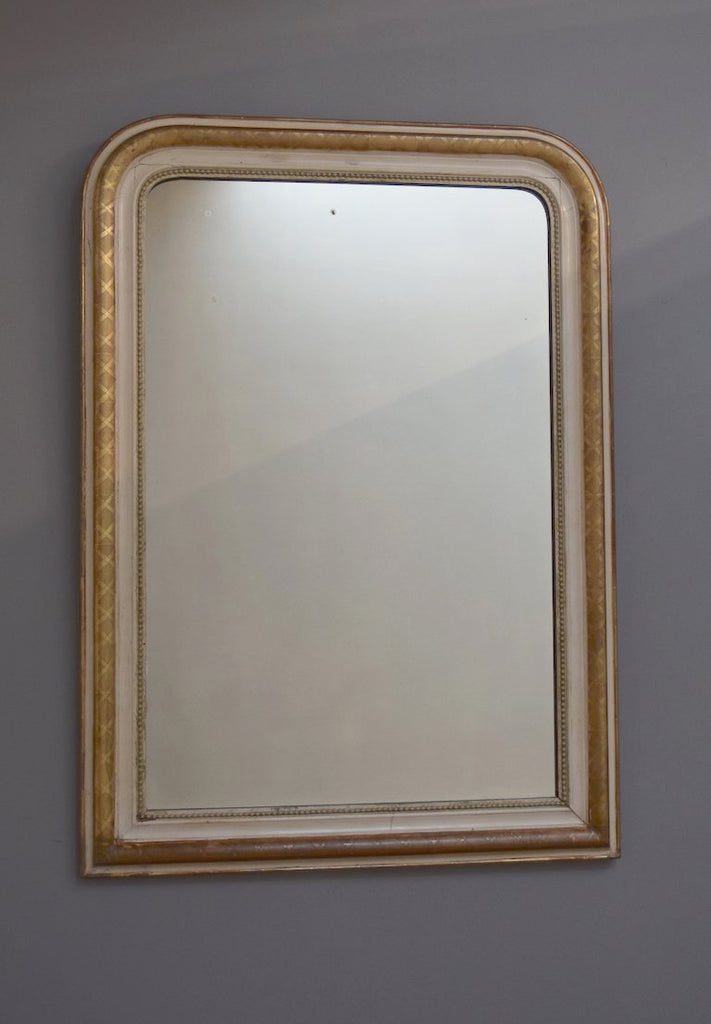 Late 19th Century French Gilt & Gesso Mirror with Engraved Cross Decoration