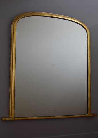 Large Mid 19th Century English Gilt Overmantel Mirror