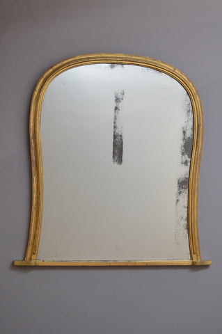 Mid 19th Century English Hipped Gilt Overmantel Mirror