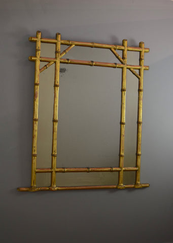 English Faux Bamboo Mirror