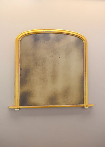 Late 19th Century Gilt Arched Topped Overmantel Mirror with Ceramic Pad Feet