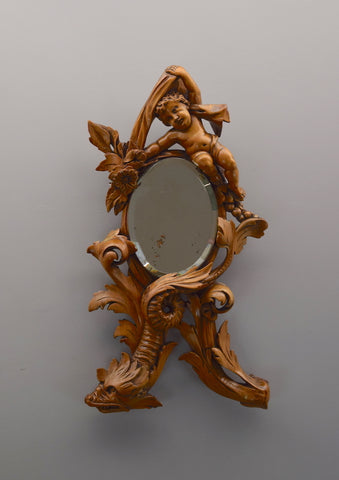 Early 20th Century Carved Cherrywood Scandinavian Mirror