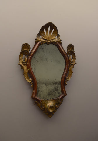 Late 18th Century / Early 19th Century Polychromed & Partial Gilt Carved Italian Mirror