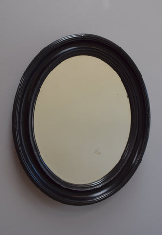 Early 20th Century English Oval Ebonised Mirror 