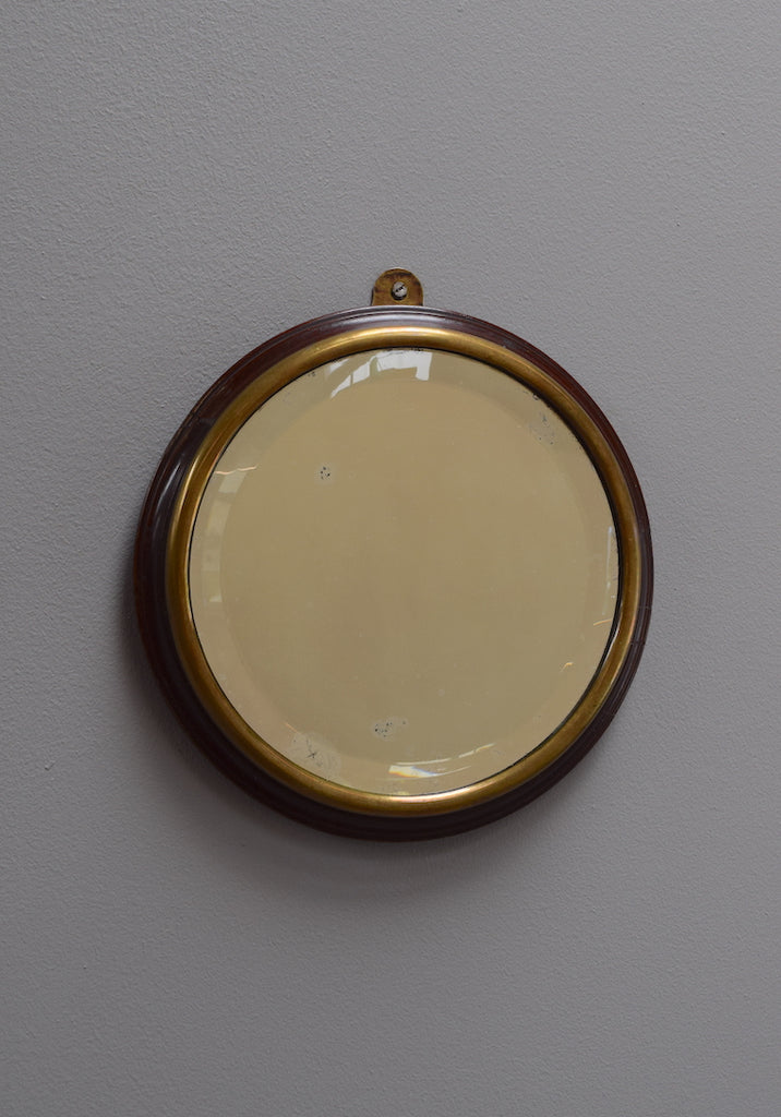 Brass and Mahogany Circular Mirror